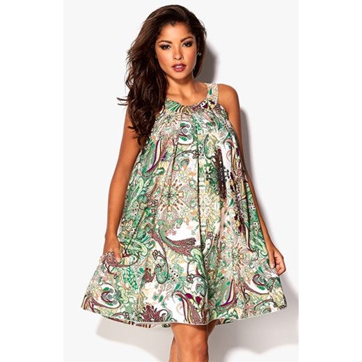 Sukienka przydymiony róż/zielony/złamana biel/wzór paisley halens-pl bezowy abstrakcyjne wzory