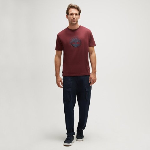 T-shirt męski Timberland czerwony z krótkimi rękawami 