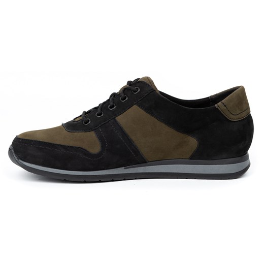 Buty męskie skórzane sneakersy 0234W czarne z zielonym ze sklepu butyolivier w kategorii Półbuty męskie - zdjęcie 162370295