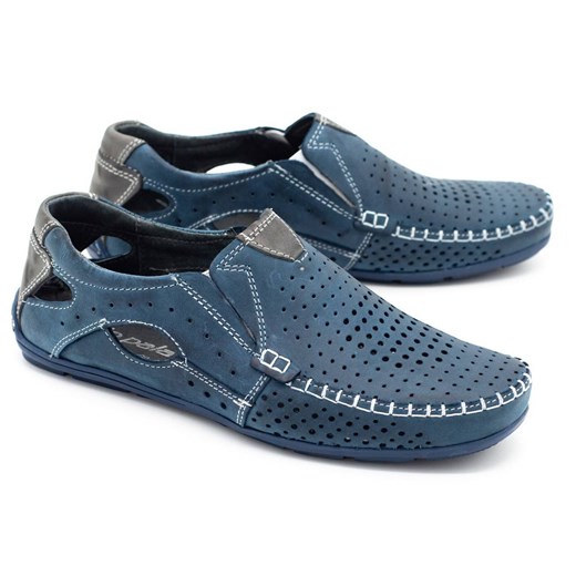 Buty męskie mokasyny skórzane 901 lato granatowe ze sklepu butyolivier w kategorii Mokasyny męskie - zdjęcie 162370315