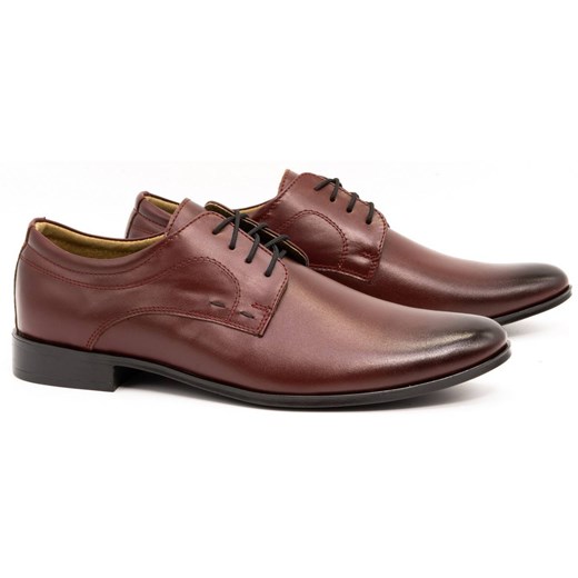 Buty męskie wizytowe skórzane 277 bordowe ze sklepu butyolivier w kategorii Buty eleganckie męskie - zdjęcie 162370347