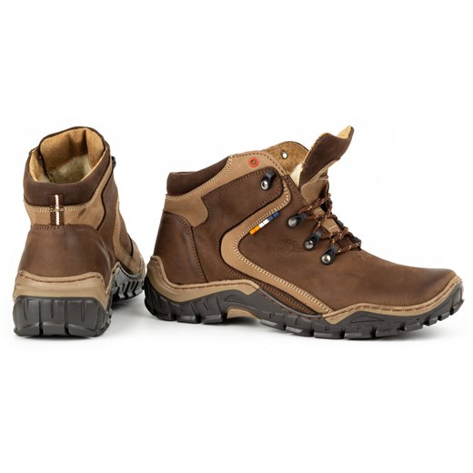 Buty męskie zimowe 129 Brązowe ze sklepu butyolivier w kategorii Buty trekkingowe męskie - zdjęcie 162370387