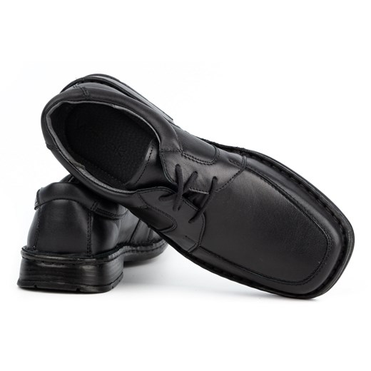 Buty męskie casual skórzane 0078W czarne ze sklepu butyolivier w kategorii Półbuty męskie - zdjęcie 162370428
