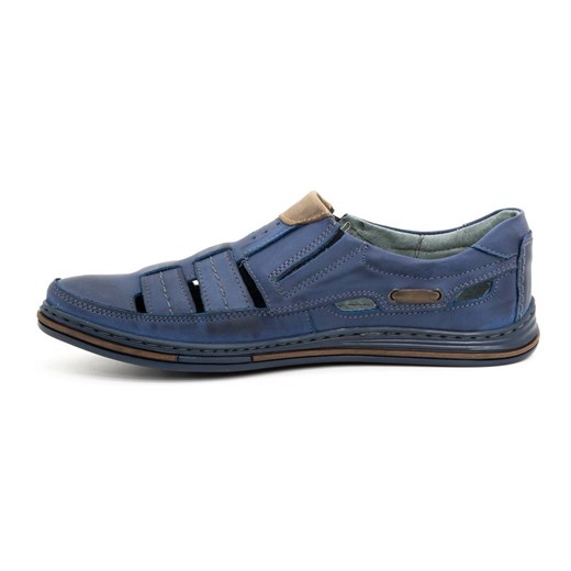 Buty męskie ażurowe 06 na lato granat z brązem ze sklepu butyolivier w kategorii Półbuty męskie - zdjęcie 162370429