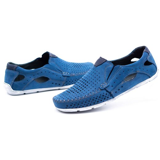 Buty męskie mokasyny na lato 901 niebieskie ze sklepu butyolivier w kategorii Mokasyny męskie - zdjęcie 162370457