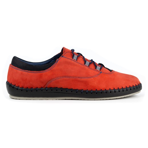 Buty męskie skórzane casual 312K czerwony nubuk ze sklepu butyolivier w kategorii Półbuty męskie - zdjęcie 162370498
