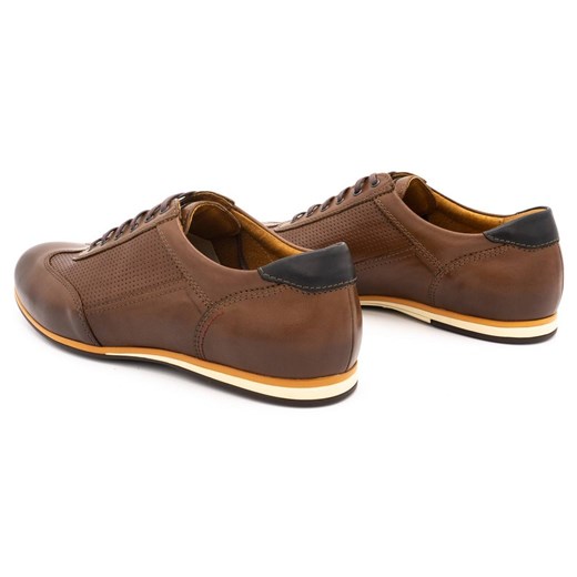 Buty męskie skórzane casual 64/C1 brązowe ze sklepu butyolivier w kategorii Półbuty męskie - zdjęcie 162370515