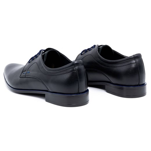 Buty męskie wizytowe skórzane 277 czarne z niebieskim ze sklepu butyolivier w kategorii Buty eleganckie męskie - zdjęcie 162370695
