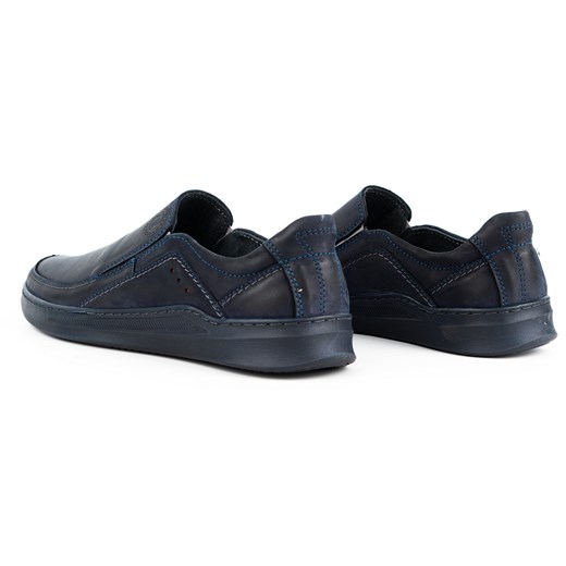 Buty męskie wsuwane skórzane SLIP-ON 216GT granatowe ze sklepu butyolivier w kategorii Półbuty męskie - zdjęcie 162370759