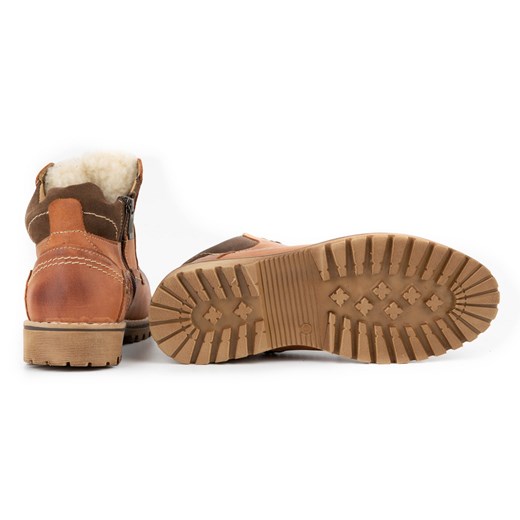 Buty męskie trzewiki skórzane zimowe 885 ceglane ze sklepu butyolivier w kategorii Buty zimowe męskie - zdjęcie 162370799