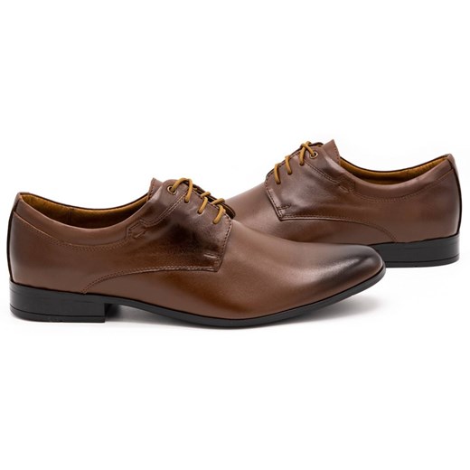 Buty męskie skórzane wizytowe 263LU brązowe ze sklepu butyolivier w kategorii Buty eleganckie męskie - zdjęcie 162370847
