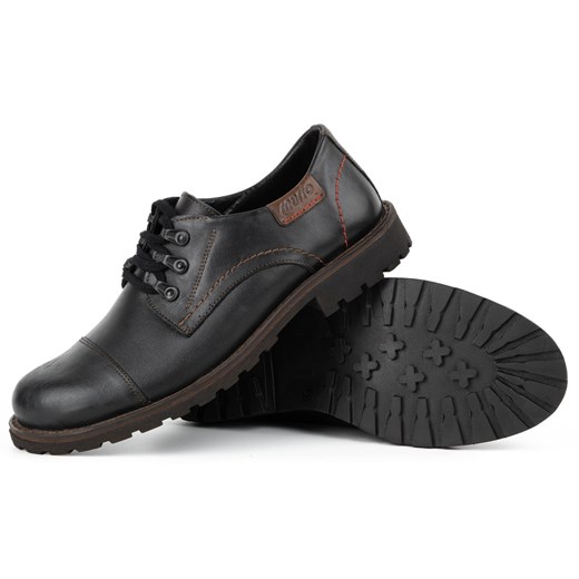Buty męskie trzewiki skórzane 940MP czarne ze sklepu butyolivier w kategorii Półbuty męskie - zdjęcie 162371086