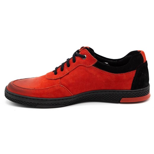 Buty męskie skórzane casual 918K czerwone ze sklepu butyolivier w kategorii Półbuty męskie - zdjęcie 162371087