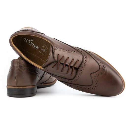 Buty wizytowe skórzane BROGSY 306GT ciemny brąz ze sklepu butyolivier w kategorii Buty eleganckie męskie - zdjęcie 162371165