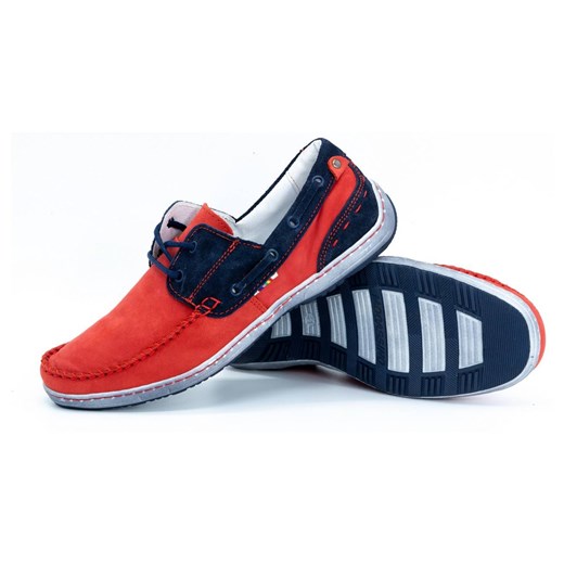 Buty męskie mokasyny skórzane 902 czerwone ze sklepu butyolivier w kategorii Mokasyny męskie - zdjęcie 162371167