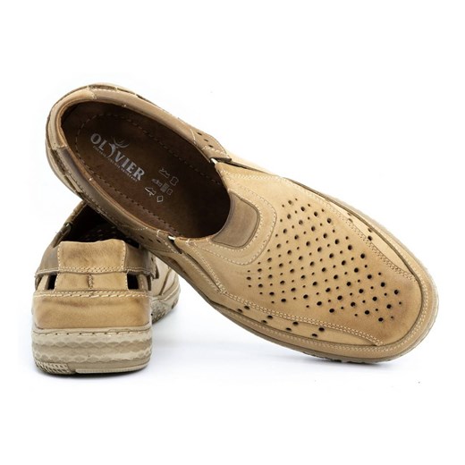 Buty męskie mokasyny skórzane 893MP beżowe ze sklepu butyolivier w kategorii Mokasyny męskie - zdjęcie 162371215