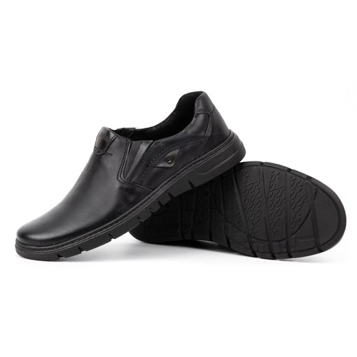 Buty męskie skórzane wsuwane 507J czarny lico ze sklepu butyolivier w kategorii Półbuty męskie - zdjęcie 162371286