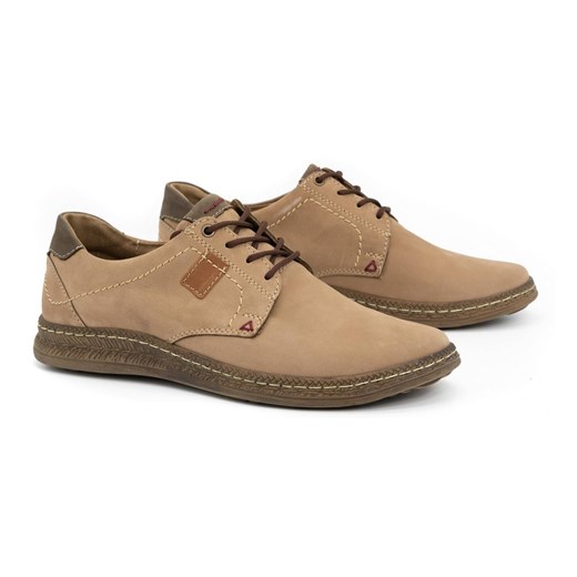 Buty męskie skórzane casual 930MA beżowe ze sklepu butyolivier w kategorii Półbuty męskie - zdjęcie 162371345