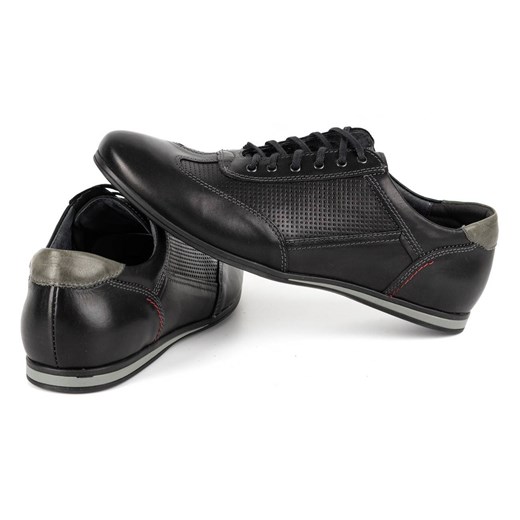 Buty męskie skórzane casual 64/15 czarne ze sklepu butyolivier w kategorii Półbuty męskie - zdjęcie 162371359