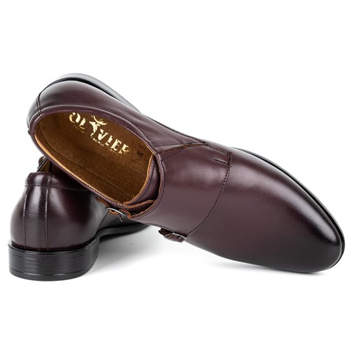 Skórzane buty wizytowe Monki 287LU wiśnia ze sklepu butyolivier w kategorii Buty eleganckie męskie - zdjęcie 162371569