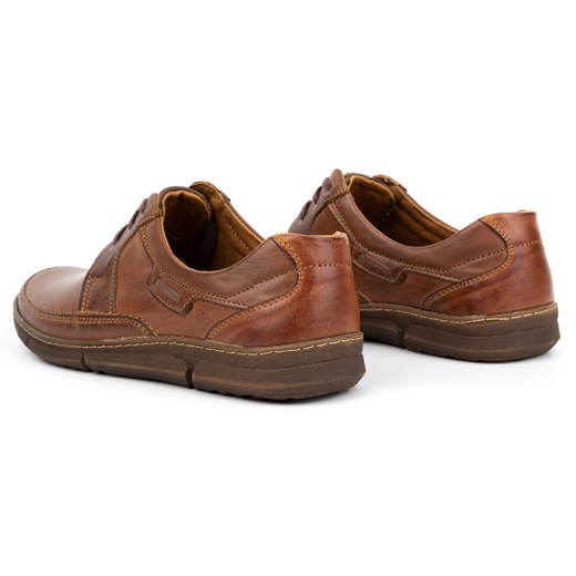 Buty męskie skórzane sznurowane 60K brązowe ze sklepu butyolivier w kategorii Półbuty męskie - zdjęcie 162371608