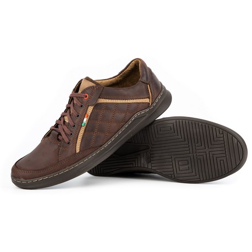 Buty męskie skórzane casual 297GT brązowe ze sklepu butyolivier w kategorii Półbuty męskie - zdjęcie 162371618
