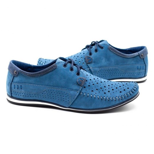 Buty męskie skóra mokasyny 875 lato niebieskie ze sklepu butyolivier w kategorii Mokasyny męskie - zdjęcie 162371775