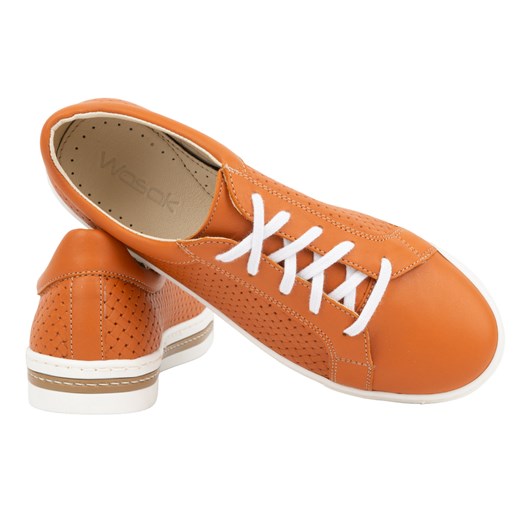 Półbuty damskie sneakersy skórzane 0675W pomarańczowe ze sklepu butyolivier w kategorii Półbuty damskie - zdjęcie 162371885