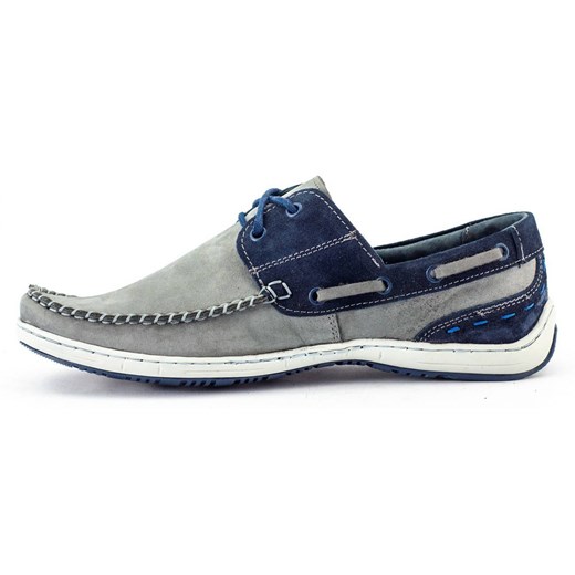 Buty męskie mokasyny skórzane 902 szare ze sklepu butyolivier w kategorii Mokasyny męskie - zdjęcie 162371916