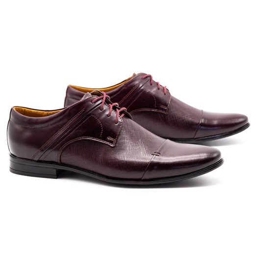 Buty męskie skórzane wizytowe 710 bordo ze sklepu butyolivier w kategorii Buty eleganckie męskie - zdjęcie 162371917