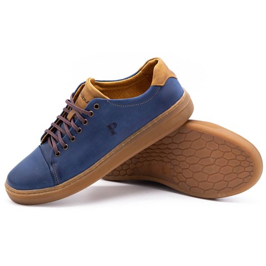 Buty męskie skórzane 2109 granatowe ze sklepu butyolivier w kategorii Półbuty męskie - zdjęcie 162371947