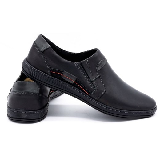 Skórzane Męskie Buty Mokasyny Komfort slip on 520 czarne ze sklepu butyolivier w kategorii Mokasyny męskie - zdjęcie 162371956