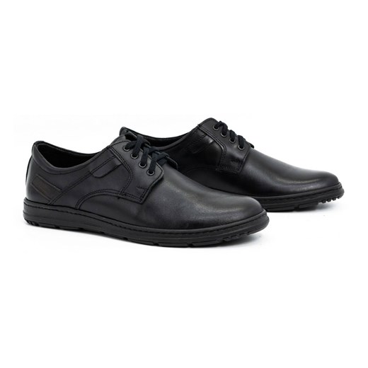 Buty męskie skórzane sznurowane 536J czarne ze sklepu butyolivier w kategorii Półbuty męskie - zdjęcie 162371979