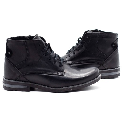 Buty męskie skórzane zimowe 731K czarne ze sklepu butyolivier w kategorii Buty zimowe męskie - zdjęcie 162372118