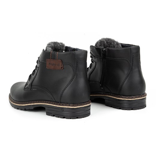 Buty męskie trzewiki zimowe skóra J35S czarne z brązem Polbut 43 butyolivier