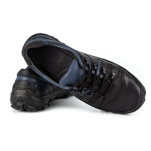Buty męskie trekkingowe skórzane 0166W czarne Wasak 43 wyprzedaż butyolivier