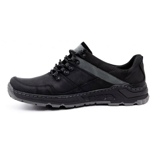 Męskie buty trekkingowe skórzane 292GT czarne ze sklepu butyolivier w kategorii Buty trekkingowe męskie - zdjęcie 162372318