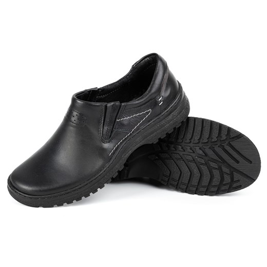 Buty męskie skórzane casual 869 czarne ze sklepu butyolivier w kategorii Półbuty męskie - zdjęcie 162372397