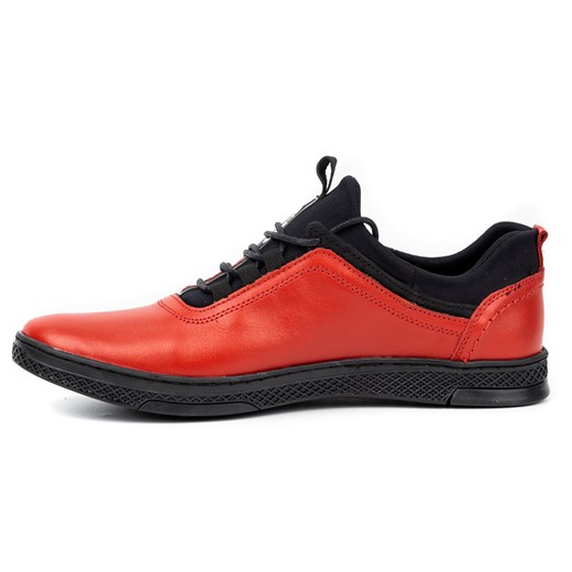 Buty męskie skórzane casual K24 czerwone z czarnym spodem ze sklepu butyolivier w kategorii Półbuty męskie - zdjęcie 162372428