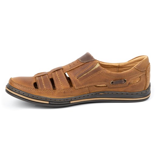 Buty męskie skórzane ażurowe 06 na lato camel Polbut 37 okazyjna cena butyolivier