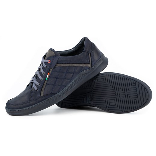 Buty męskie skórzane casual 297GT granatowe ze sklepu butyolivier w kategorii Półbuty męskie - zdjęcie 162372695