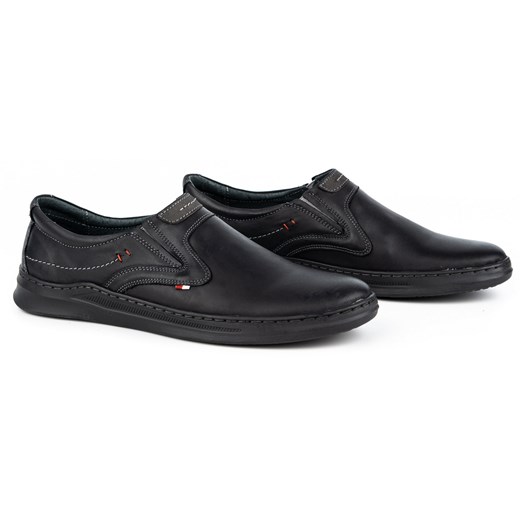 Buty męskie skórzane wsuwane casual 284GT czarne ze sklepu butyolivier w kategorii Półbuty męskie - zdjęcie 162372869