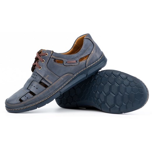 Buty męskie na lato ażurowe 600 granatowe ze sklepu butyolivier w kategorii Półbuty męskie - zdjęcie 162373028