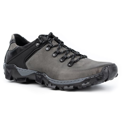 Męskie buty trekkingowe skórzane 116 szare ze sklepu butyolivier w kategorii Buty trekkingowe męskie - zdjęcie 162373086