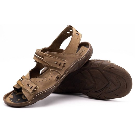 Sandały męskie skórzane 448 brąz Buty Olivier 40 butyolivier