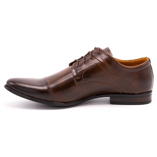 Buty męskie skóra wizytowe 711ACT brązowe ze sklepu butyolivier w kategorii Buty eleganckie męskie - zdjęcie 162373438