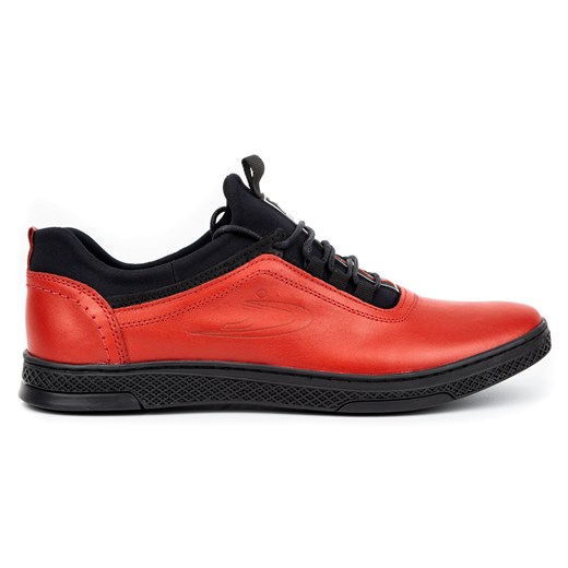 Buty męskie skórzane casual K24 czerwone z czarnym spodem Polbut 47 butyolivier