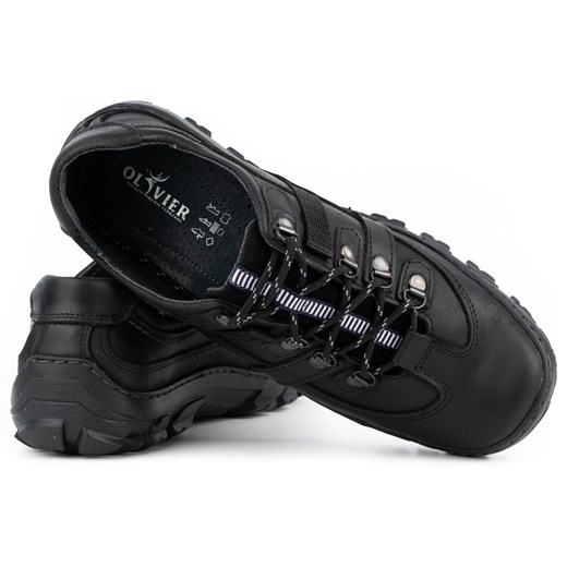 Skórzane buty trekkingowe męskie 213GT czarne ze sklepu butyolivier w kategorii Buty trekkingowe męskie - zdjęcie 162374477