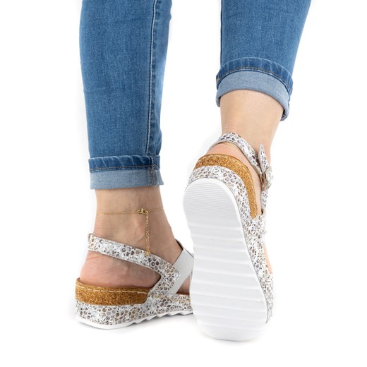 Wygodne sandały damskie skórzane 0622W szare ze sklepu butyolivier w kategorii Sandały damskie - zdjęcie 162374565