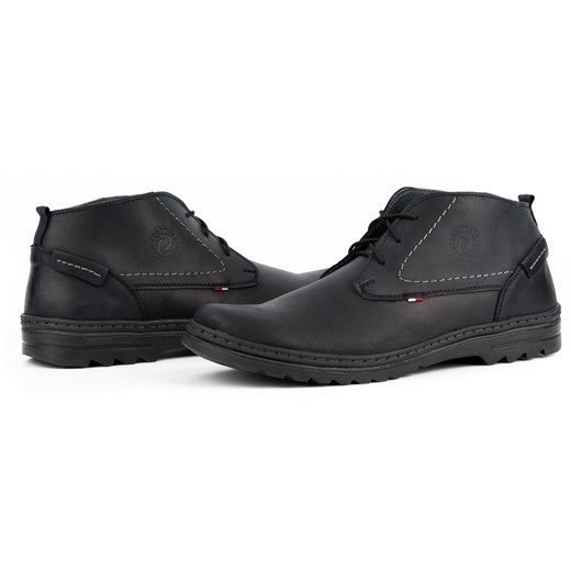 Buty męskie skórzane casual 234GT czarne ze sklepu butyolivier w kategorii Półbuty męskie - zdjęcie 162374827